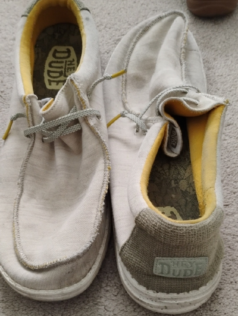 Hey Dude Men's  13 Olive Grey Canvas Slip-On Sneakers